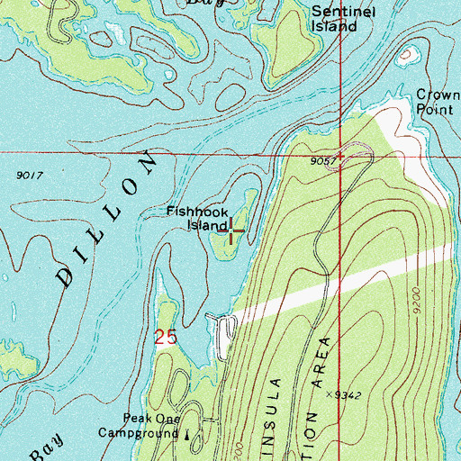 Topographic Map of Fishhook Island, CO