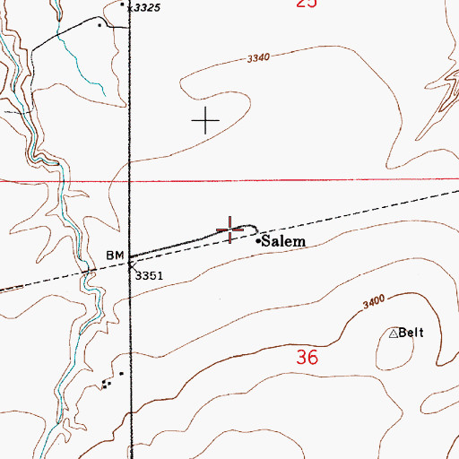 Topographic Map of Salem (historical), MT