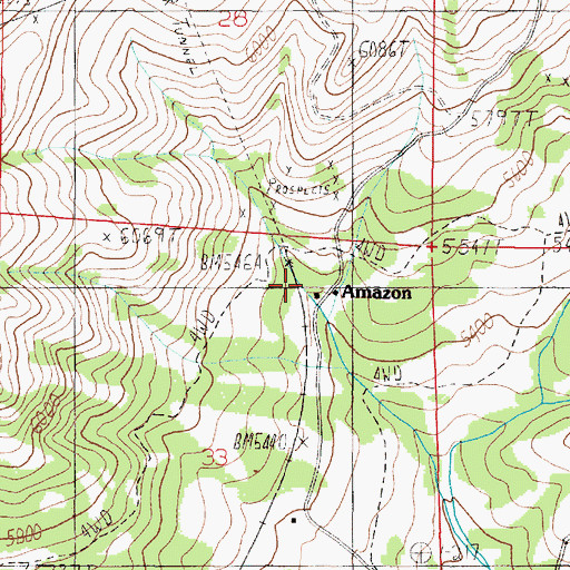 Topographic Map of Amazon Post Office (historical), MT
