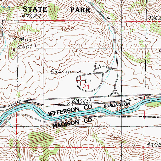 Topographic Map of Lewis and Clark Caverns Campground, MT