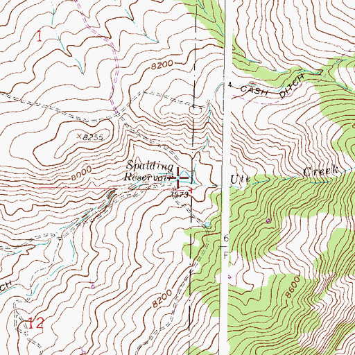 Topographic Map of Spalding Reservoir, CO