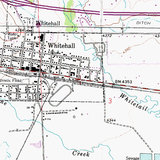 Topographic Map of Whitehall Creek RV Park, MT