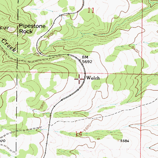 Topographic Map of Welch (historical), MT