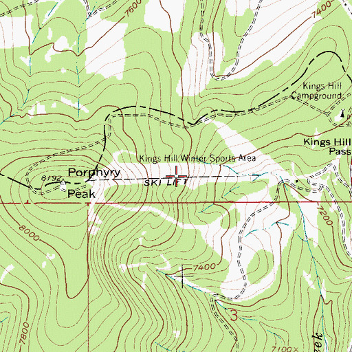 Topographic Map of Big Seven Ski Trail, MT