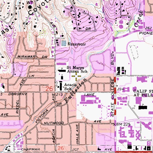 Topographic Map of Acacia Park, CA