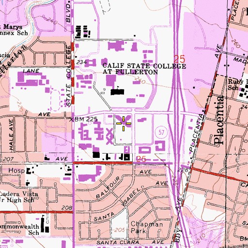 Topographic Map of Pacific Christian College, CA
