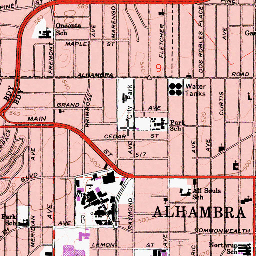 Topographic Map of Alhambra Head Start, CA