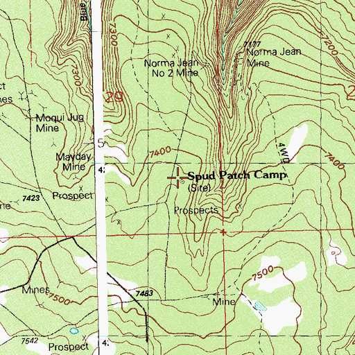 Topographic Map of Spud Patch Camp, CO