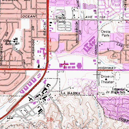 Topographic Map of La Habra Market Place Shopping Center, CA