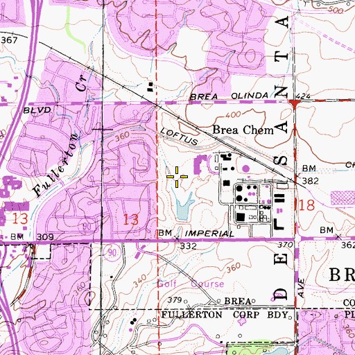 Topographic Map of Birch Hills Golf Course, CA