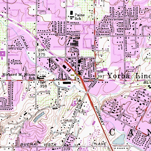 Topographic Map of R M Nixon Park, CA