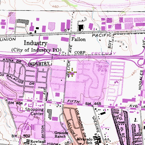 Topographic Map of Jellick Elementary School, CA