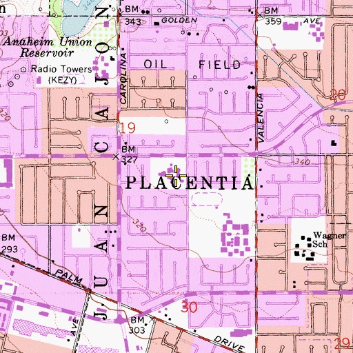 Topographic Map of Brookhaven Elementary School, CA