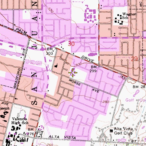 Topographic Map of Morse Elementary School, CA
