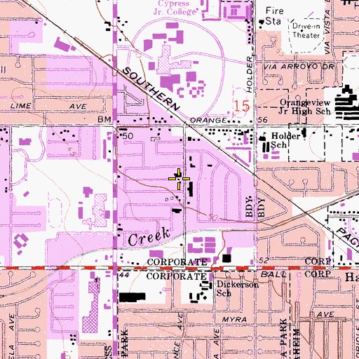 Topographic Map of Pinewood Park, CA