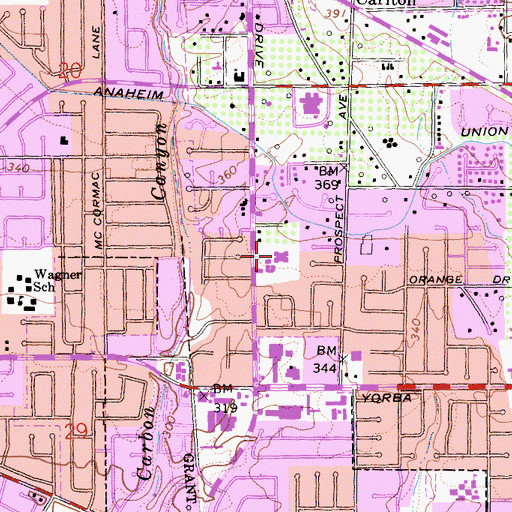 Topographic Map of Rose Drive Elementary School, CA