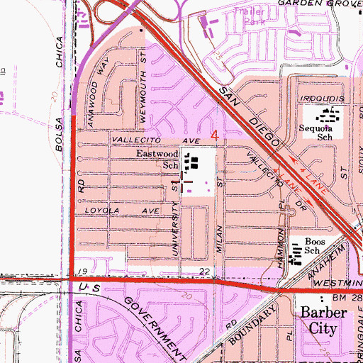 Topographic Map of Bolsa Chica Park, CA