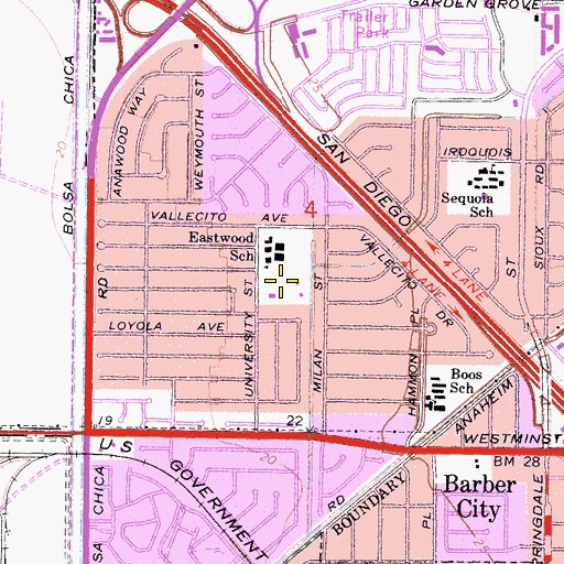 Topographic Map of Bolsa Chica Park, CA