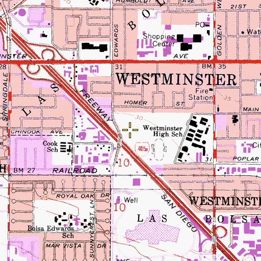 Topographic Map of Buckingham Park, CA