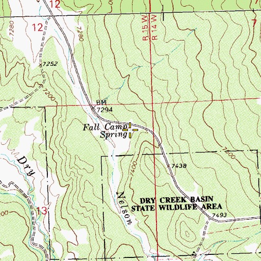 Topographic Map of Fall Camp Spring, CO