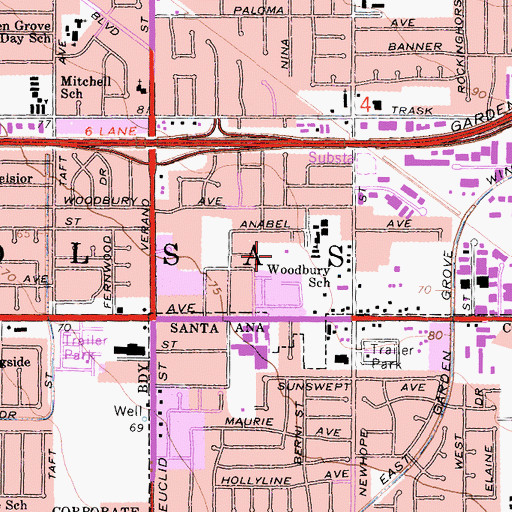 Topographic Map of Woodbury Park, CA
