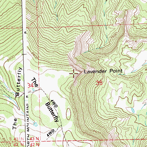 Topographic Map of Lavender Point, CO