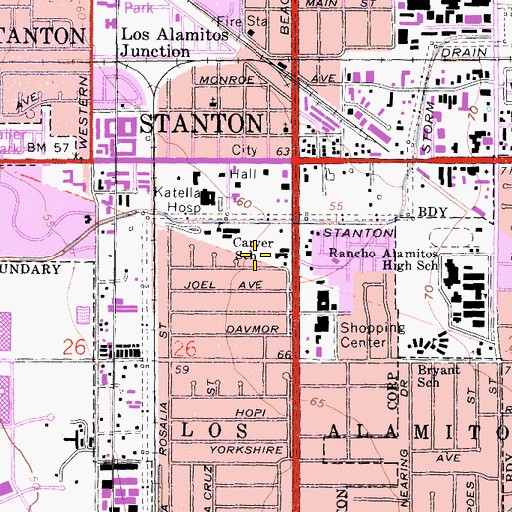 Topographic Map of Stanton Park, CA