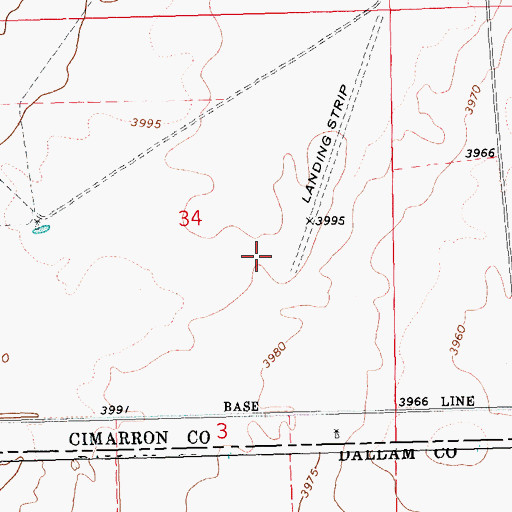 Topographic Map of Perkins-Prothro Cimarron Ranch Airport, OK