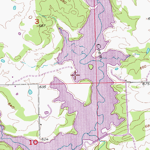 Topographic Map of Coalgate Reservoir, OK