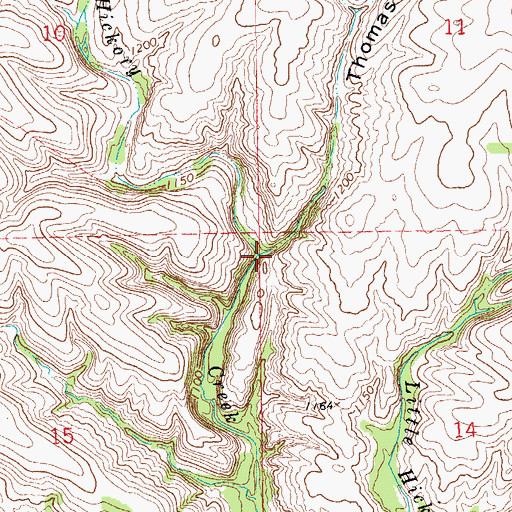Topographic Map of Thomas Creek, OK