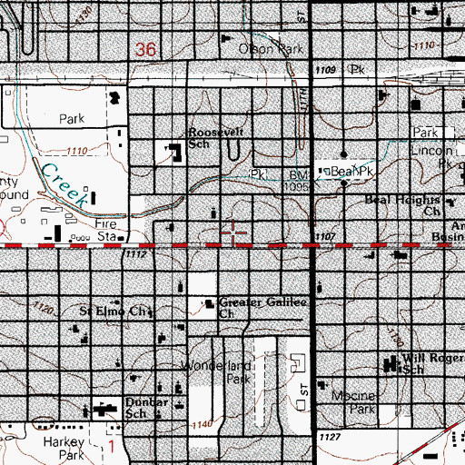 Topographic Map of Lee Boulevard Shopping Center, OK
