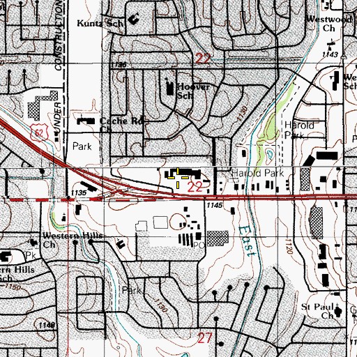 Topographic Map of Ridgecrest Shopping Center, OK