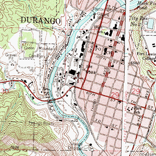 Topographic Map of College Plaza Shopping Center, CO
