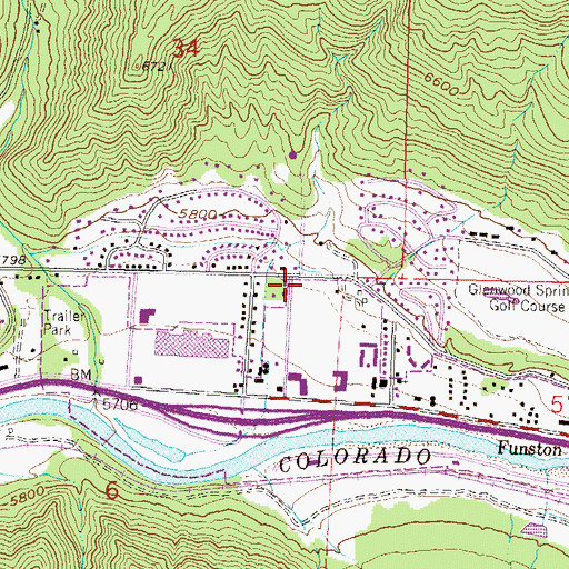 Topographic Map of Glenwood Springs Mall, CO