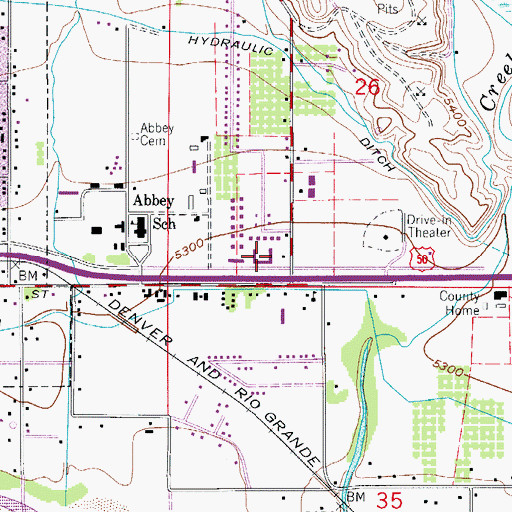 Topographic Map of Eastridge Shopping Center, CO