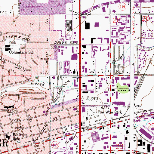 Topographic Map of Villa Shopping Center, CO