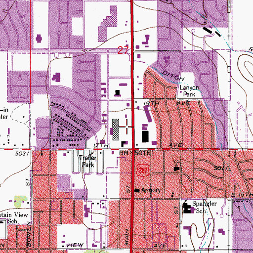 Topographic Map of Yeager Garden Acres Shopping Center, CO