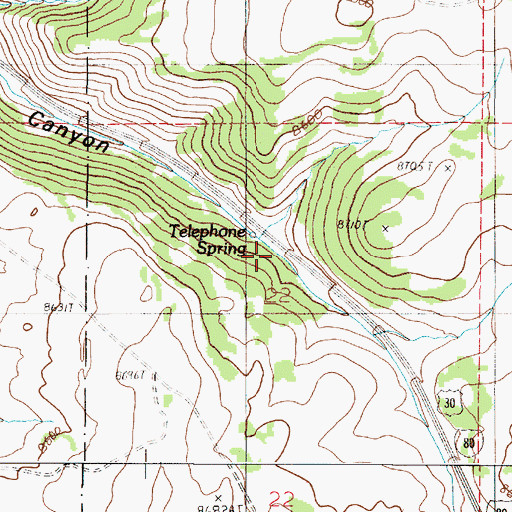 Topographic Map of Telephone Spring, WY