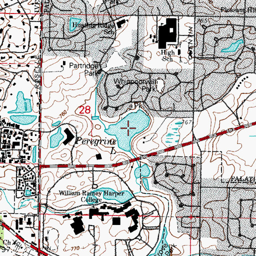 Topographic Map of Peregrine Lake, IL