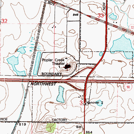 Topographic Map of Poplar Creek Theater, IL
