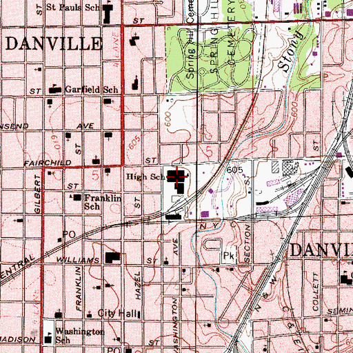 Topographic Map of Danville High School, IL