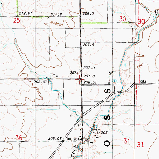Topographic Map of Bean Creek School (historical), IL