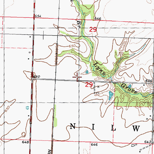 Topographic Map of Lynn Grove School (historical), IL