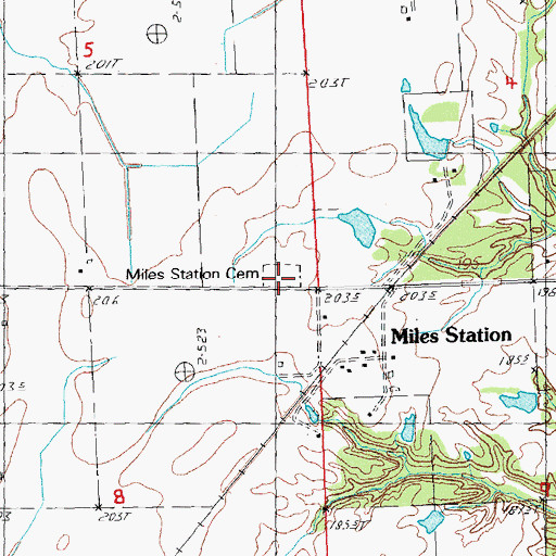 Topographic Map of Miles Station Cemetery, IL