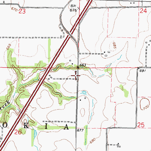 Topographic Map of Silver Creek School (historical), IL