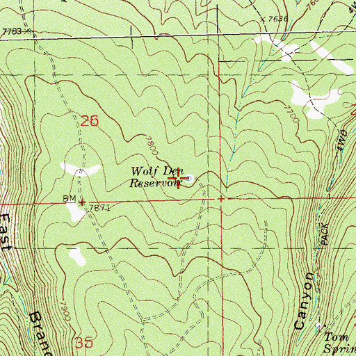 Topographic Map of Wolf Den Reservoir, CO