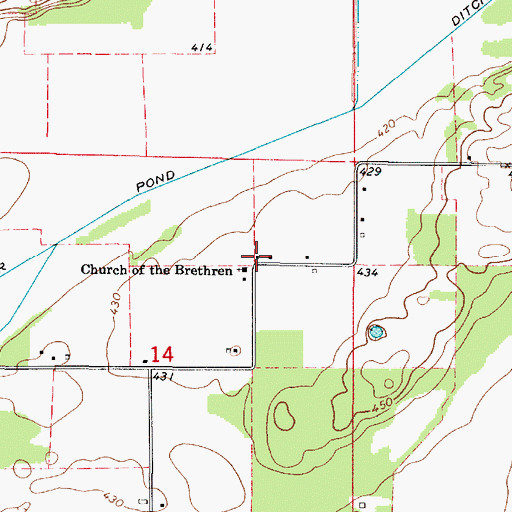 Topographic Map of North Center School (historical), IL
