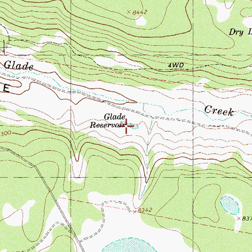 Topographic Map of Glade Reservoir, CO