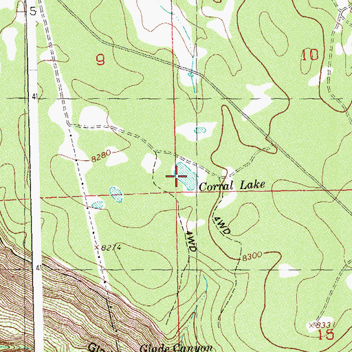 Topographic Map of Corral Lake, CO