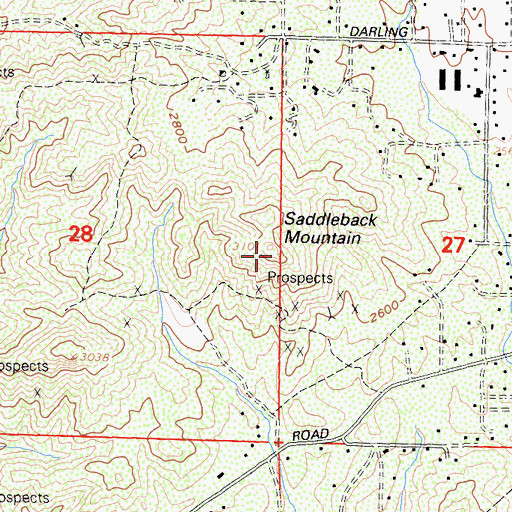 Topographic Map of Saddleback Mountain, CA